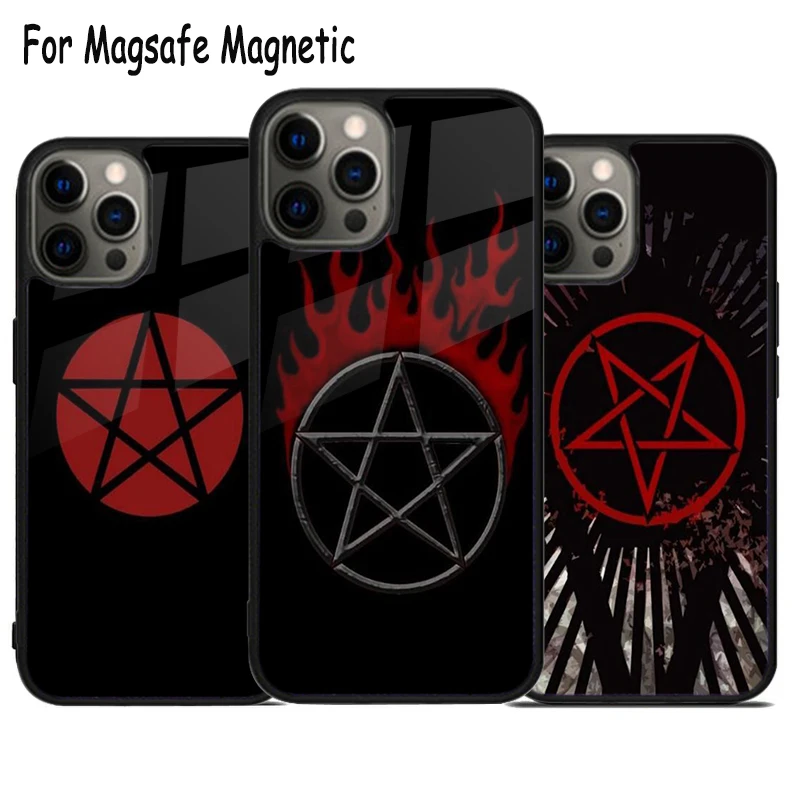 Blood Red Pentagram Wireless Charge Magsafe Phone Case For iPhone 15 16 14 13 11 12 Pro Max Plus Magnetic Bumper Cover