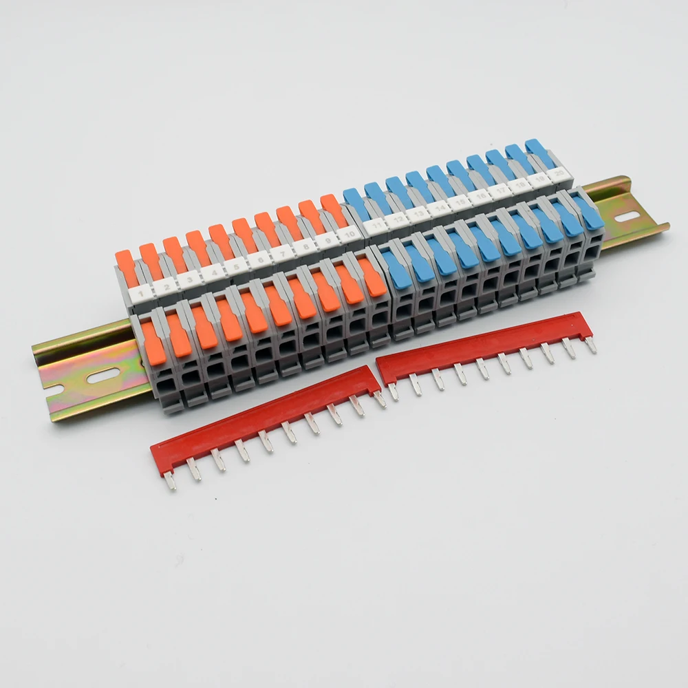 DIN Rail Terminal Blocks kit Universal Compact Wire Wiring Connector Quick Fast Cable Wiring Connection Terminal Press Type LT-6