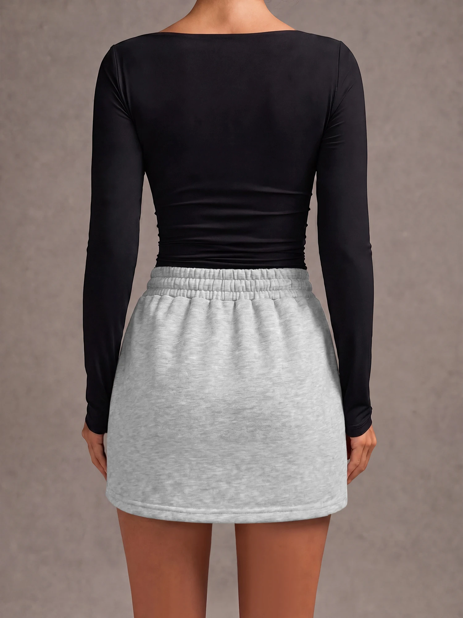 Y2K Spicy Girl High Waist Sweat Skirt Women Drawstring Loose Pocket Sport Mini Skirt Casual Daily Running Workout Short Skirt