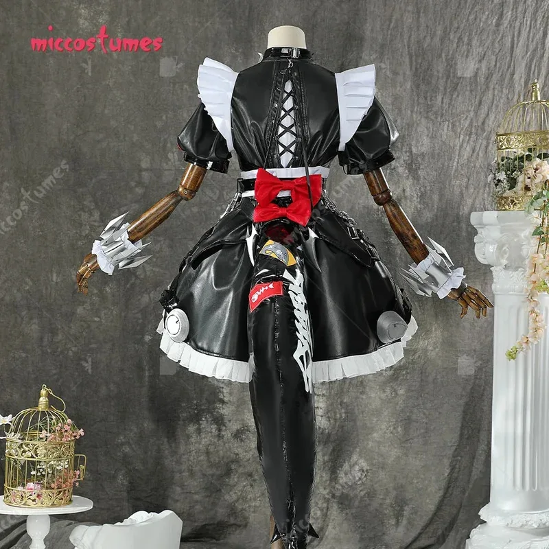 Miccostumes 여성용 엘렌 조 의상 메이드 복장 세트 드레스 앞치마와 헤어밴드 손목밴드 할로윈 코스프레 의상v;2,r'6;t.