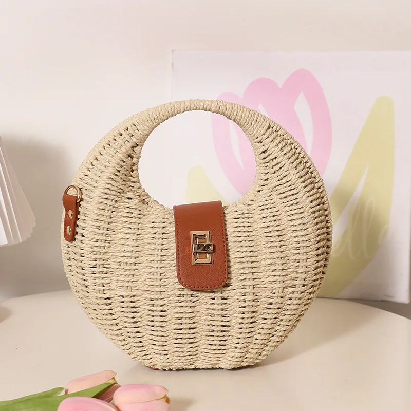 

Bohemian Woven Box Bags for Women Handbag Summer Knitting Beach Bag NEW Handmade Shoulder Crossbody Bag Straw Bags Clutch Purses