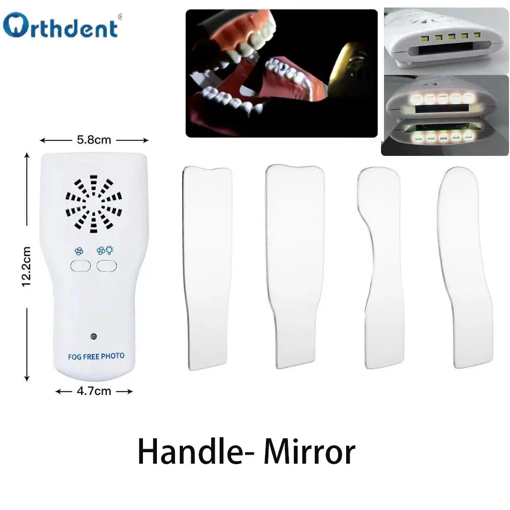 Dental Anti-Fog Mirrors Set Mirror With LED Light Orthodontic Reflectors Fog Free Intraoral Photography Stainless Steel Dentist