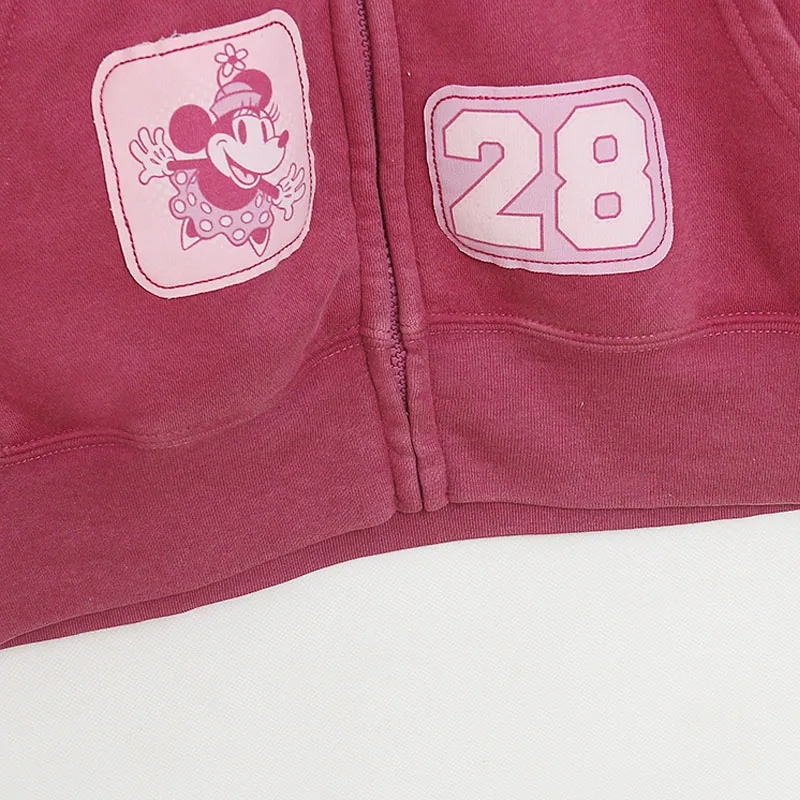 Felpa con cappuccio patchwork Disney Topolino Minnie da donna Casual con zip in pile con cappuccio Giacca da donna Cartoon Jumper Top Streetwear