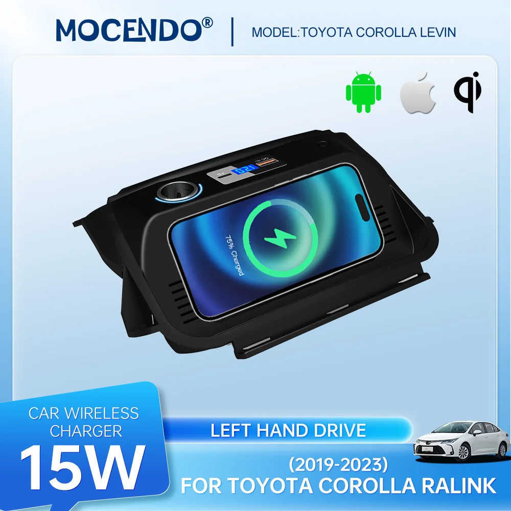 Qi Car Wireless Charger for Toyota Corolla Ralink 2019-2023 Fast Charging USB Port Vehicle Mounted Charging Device