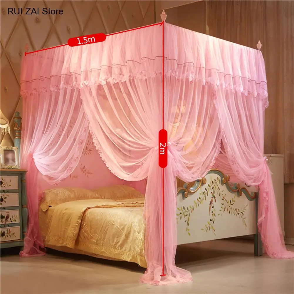 150*200 Mm Mosquito Bedding Net Bed Tent Floor-Length Curtain 4 Posters Corners Bed Canopy Princess Queen