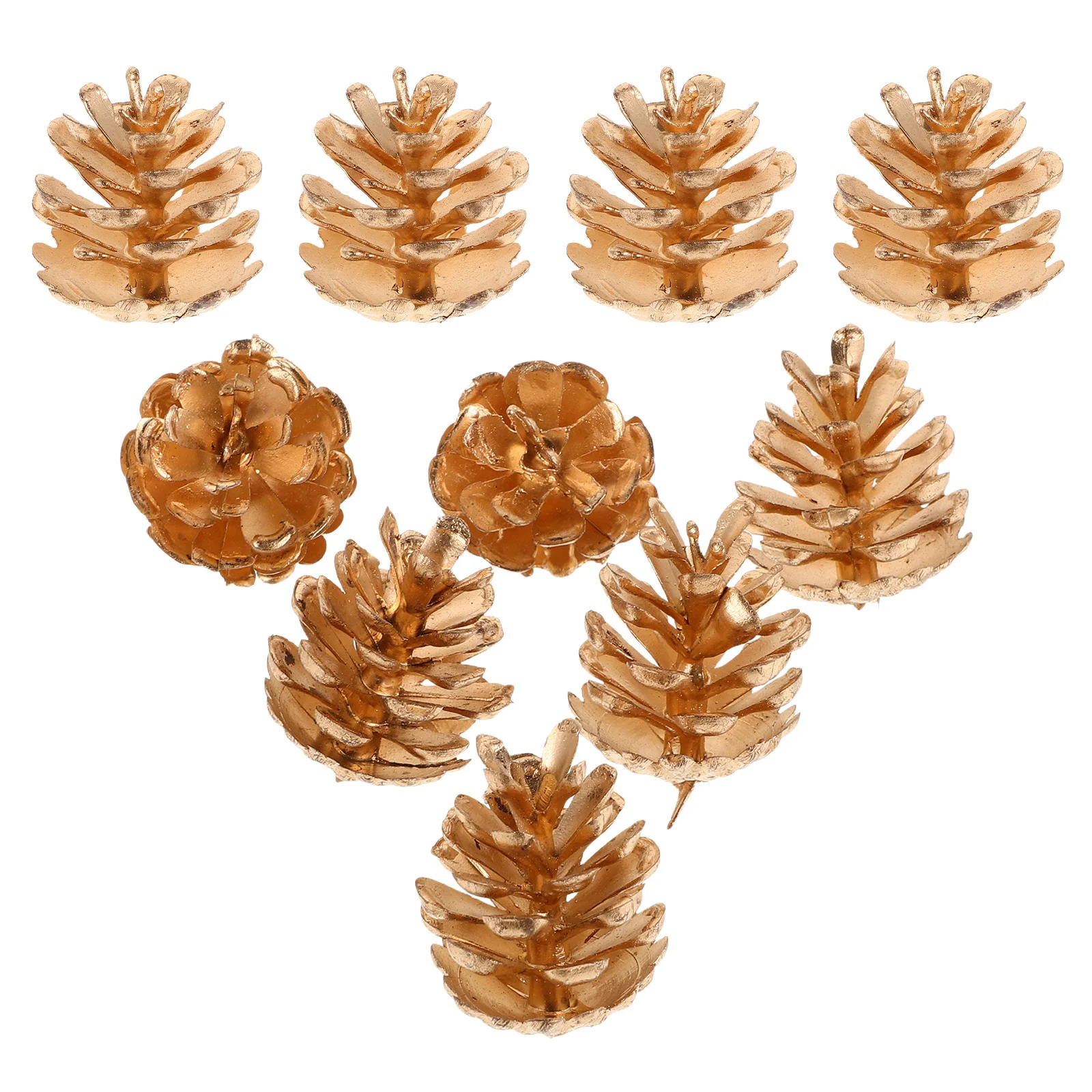 

10pcs Golden Plastic Pine Cones Realistic Artificial Pinecones For Christmas Decorations Holiday Diy Crafts Vase Fillers Home