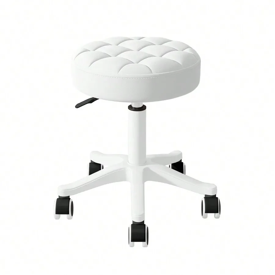 

Small Chair Round Rolling Stool With Wheels PU Leather Height Adjustable Swivel Drafting Work SPA Salon Stools Home Office Chair