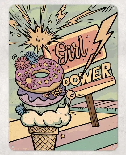 Girl Power Donuts Ice Cream Metal Poster Wall Sign Man Cave Shed Bar Home Plaque --Tin Sign