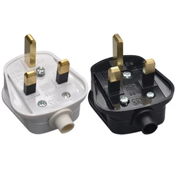 1pcs White Black 3 Pin UK Mains Plug 13A Appliance Assembly Power Cord Fuse Wiring Connector England Removable Power Plug Type G
