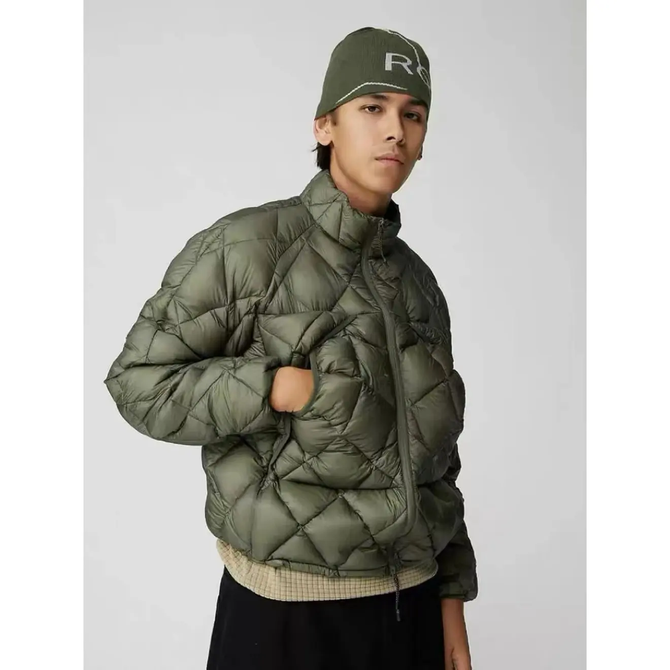 

New Gorpcore Lightweight Warm Roa Hiking Tear-Resistant Functional Diamond Pattern Cotton Jacket Outdoor Windproof Hooded Coat