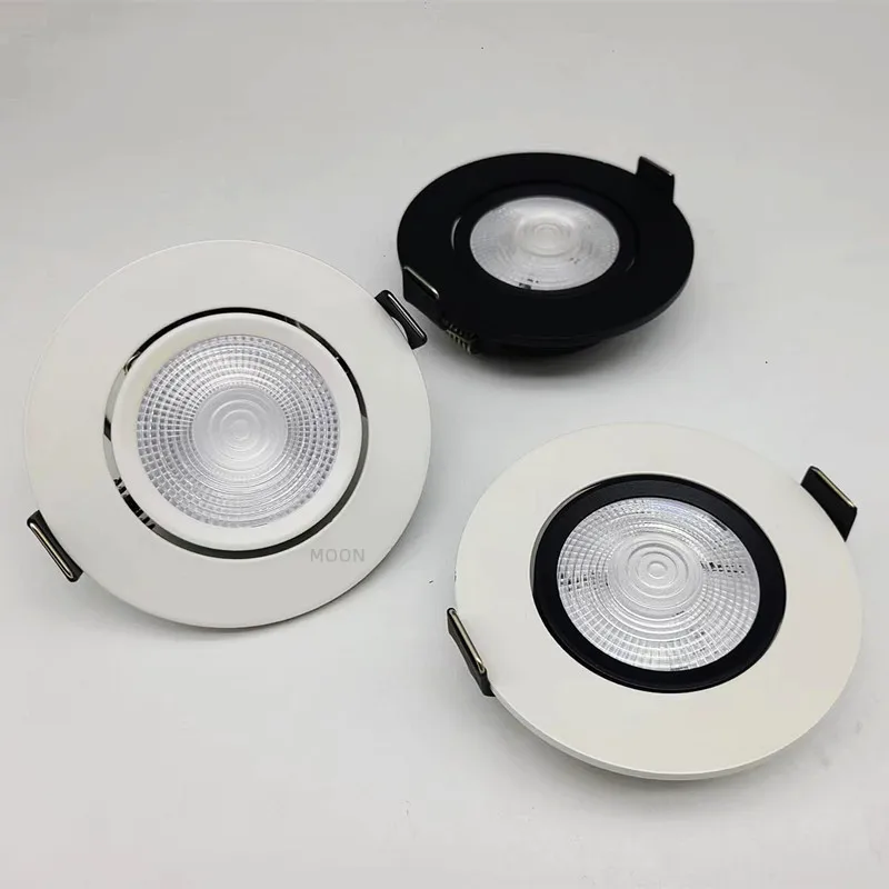 

Ultra-thin Tricolor Changeable LED Embedded Aluminum Spotlight 5W7W9W12W Round Ceiling Lamp COB AC90V-265V Downlight Home Office