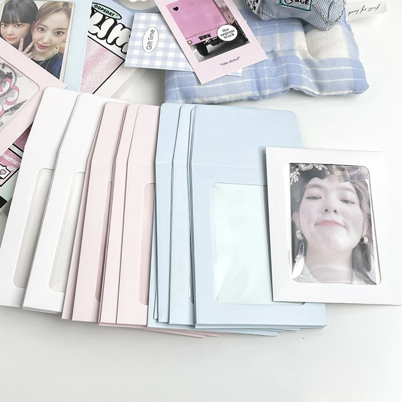 10Pcs Korean Ins Cream Color Transparent Window Card Holder Kpop Idol 3 Inch Photo Card DIY Storage Bag Kawaii Girl Card Sleeve