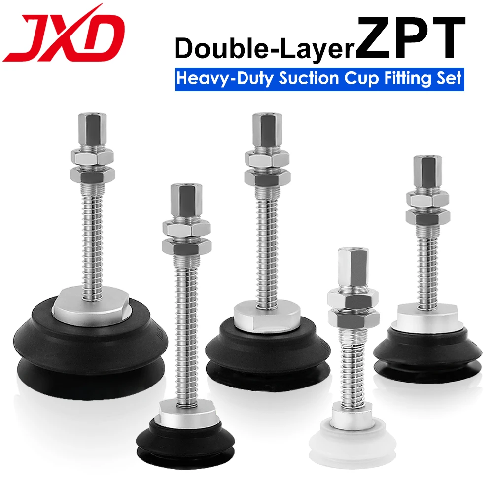 JXD SMC Heavy-Duty Double-Layer High-Strength Vacuum Suction Cup Fitting Set for Manipulators ZPT32/50/80/100HB-J25/50/75-A18