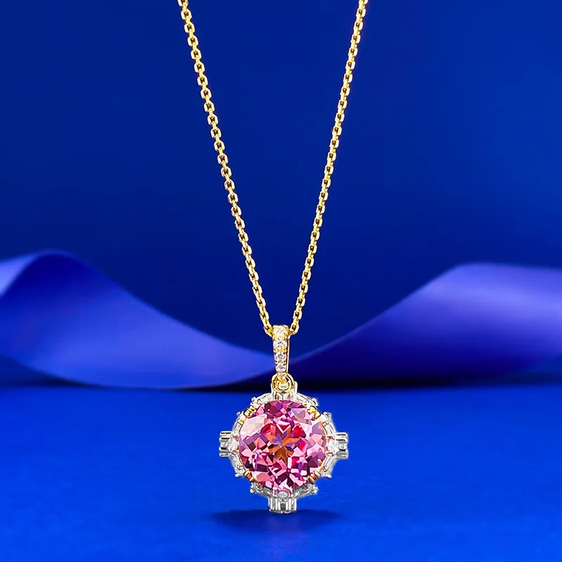 

Новый кулон из серебра S925 11*11 мм с папалача и жадеитом в виде лотоса, богатый бабушкиный стиль