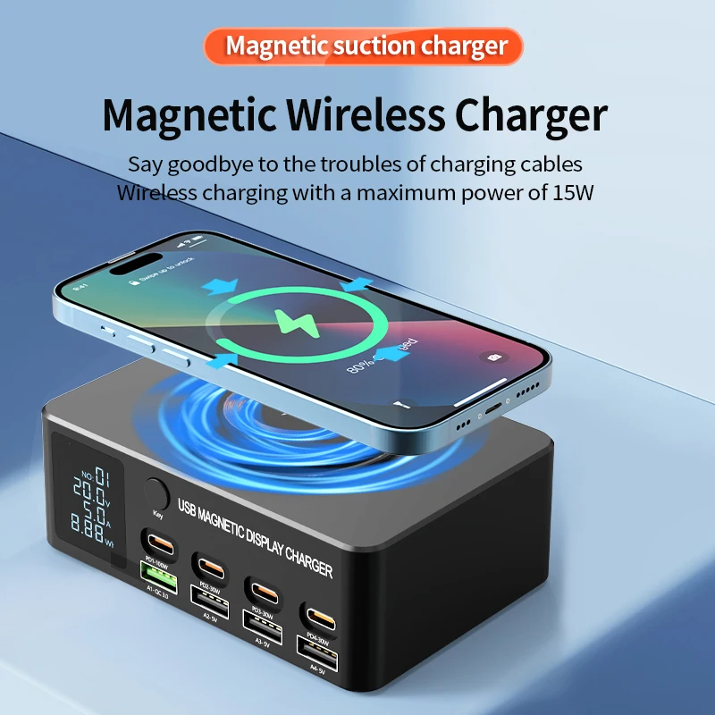 9 in1 Multiple Usb Type-C 140w  Phone Charger Wireless Fast Chargers for Iphone15 14 13 Pro Samsung Galaxy24 23