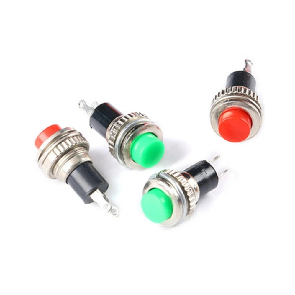 

10pcs DS-316 314 Lockless Switch Button Reset Accessories Current Hole Mounthing hole10mm Red Green Press Power-on Normally Open