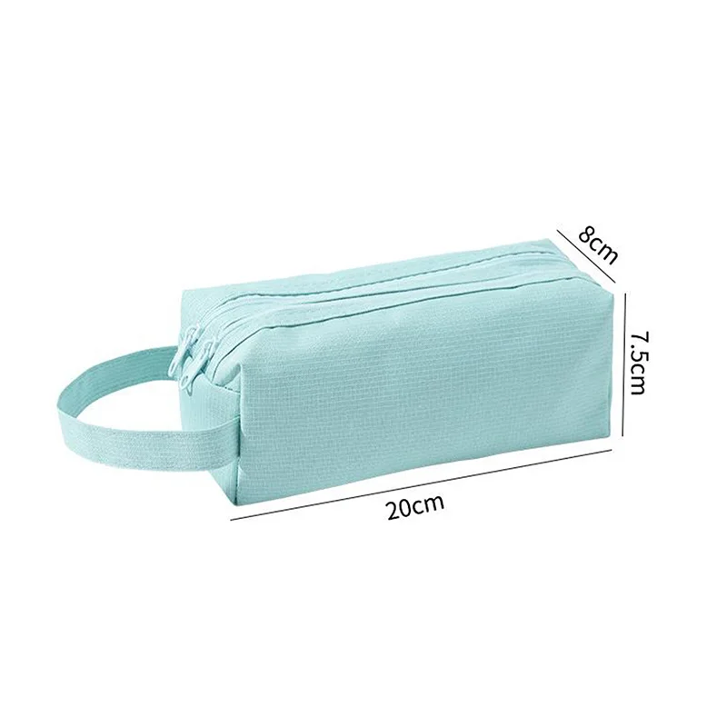 Органайзер для карандашей с двойной молнией; Однотонный футляр для школьных принадлежностей большой емкости