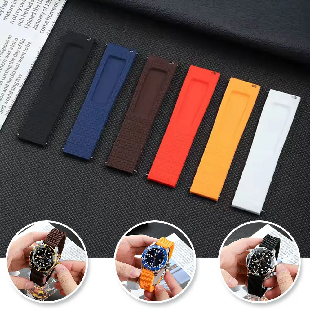 

Rubber Watch Strap for Tissot Longines Omega Watchband Quick Release Wristwatches Band Men Waterproof Wear-resistant 20mm 22mm