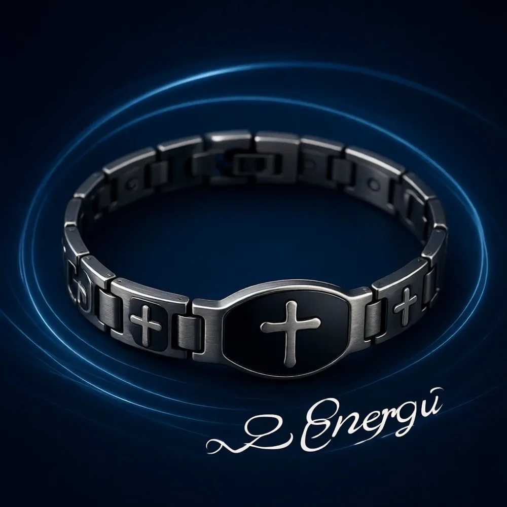 

Магнитный браслет-крест для мужчин из титановой стали, регулируемый, гипоаллергенный, устойчивый к коррозии, серый