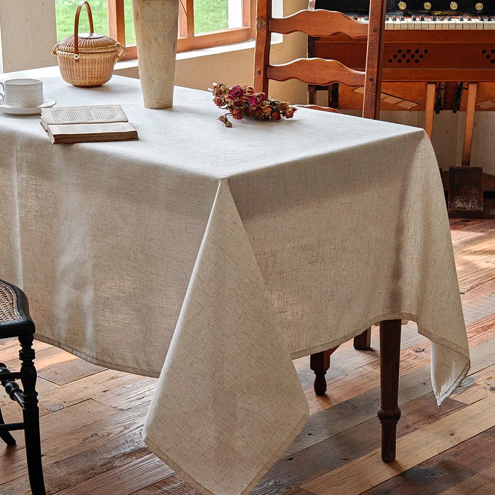 Cotton Linen Tablecloth Dust-Proof Table Cover for Kitchen Dinner Picnic Table Cloth Wedding Home Party Dining Banquet Decor