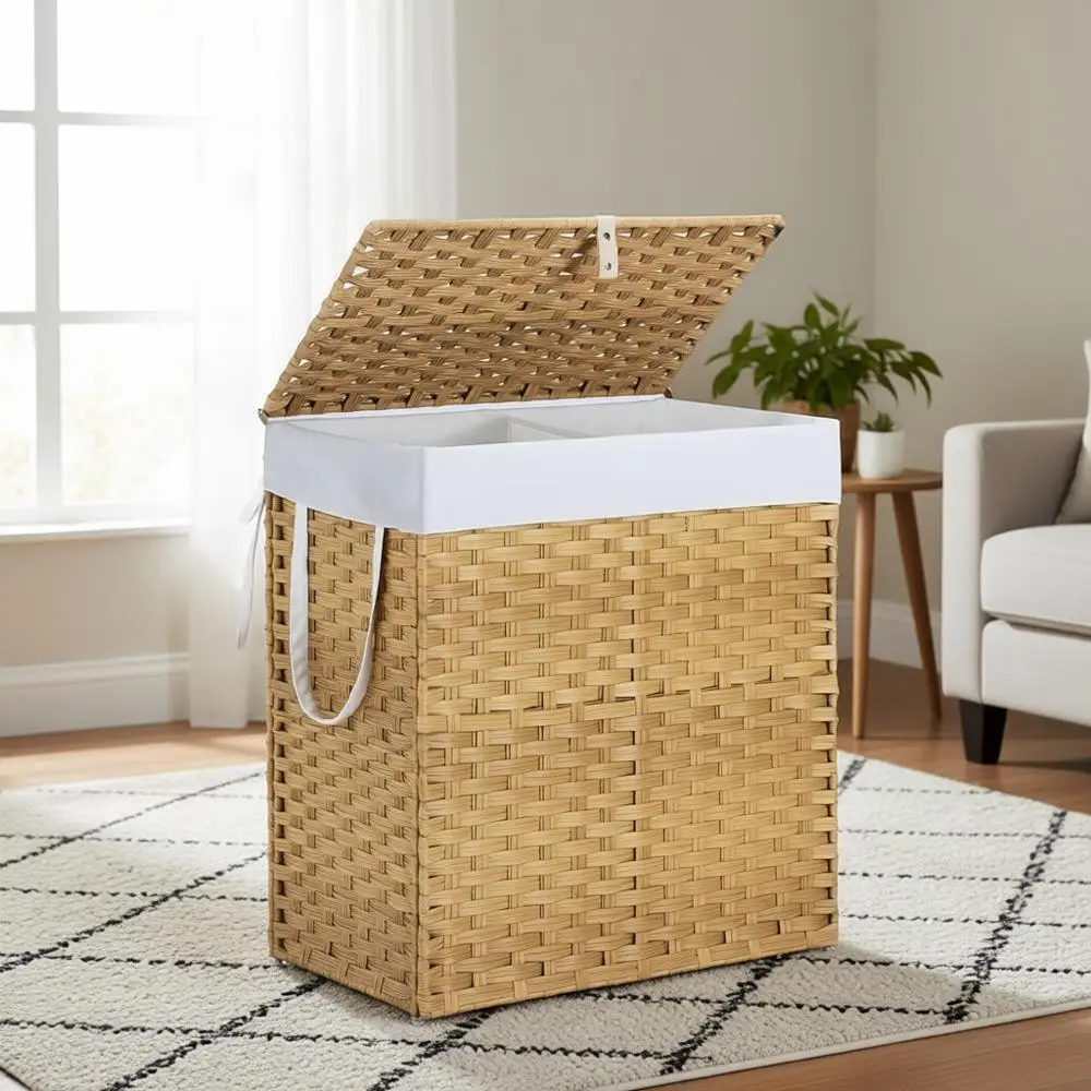 

Large 110L Woven Laundry Basket with Removable Liner and Steel Frame in Goose Yellow