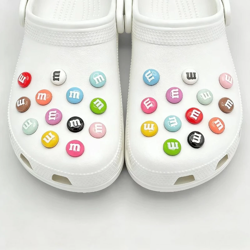 Hot Sales Cute Shoe Charm Pins DIY Funny Letter M Bean Candy Handicrafts Detachable Buckle Charms Hole Shoes Accessories