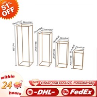 4Pcs Metal Plating Floral Decor Vase Floor Column Stand Road Lead Wedding Supply  Bouquet Holder