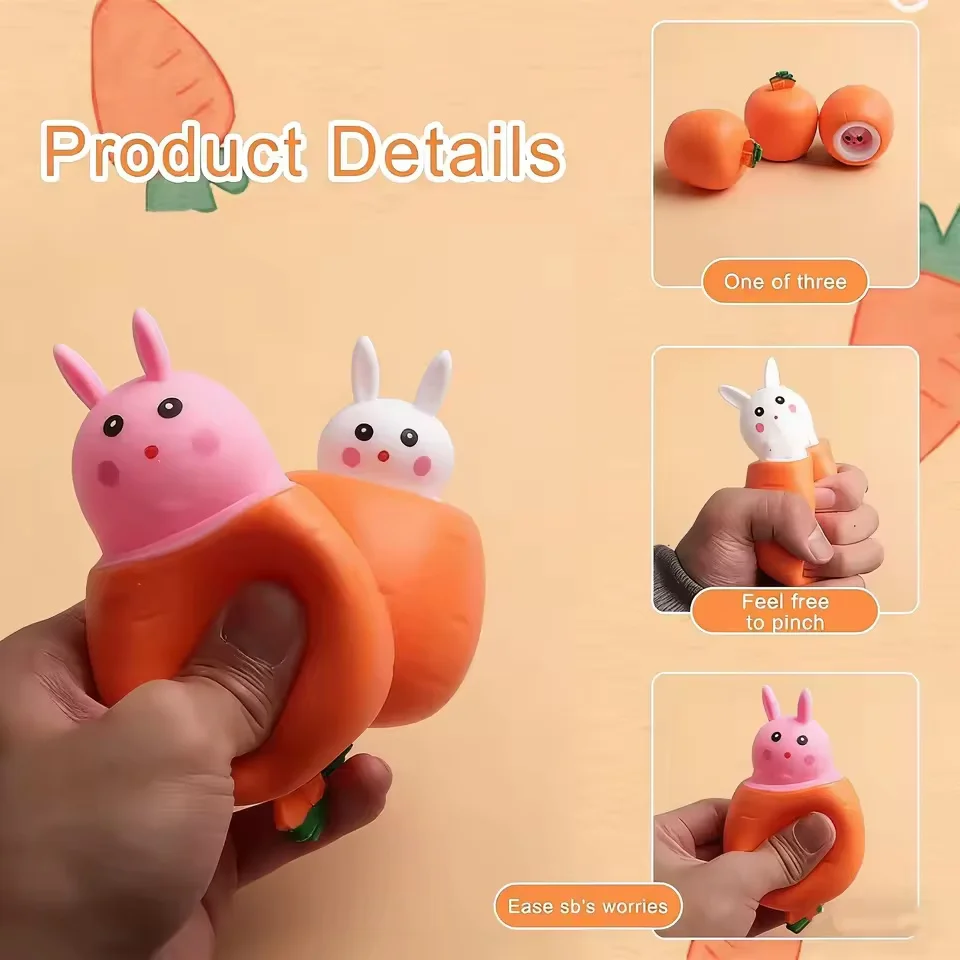 Cute Carrot Rabbit Squeeze Toy Unique Carrot Cup Stress Relief Fidget Toy Portable Sensory For Kids Adults Office Home Relax - view 2