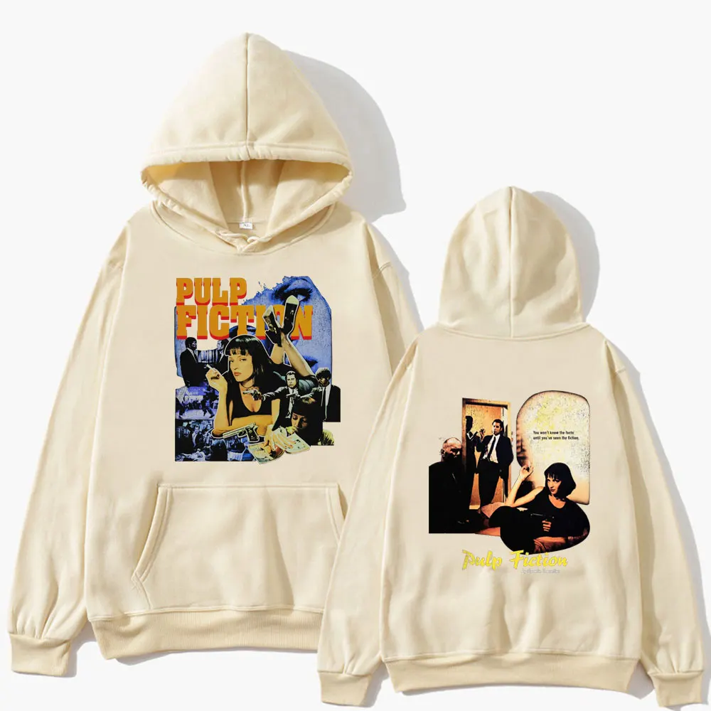 90s Movie Pulp Fiction Mia Wallace Print Hoodie Quentin Tarantino Men Women Fashion Vintage Hooded Sweatshirts Casual Streetwear