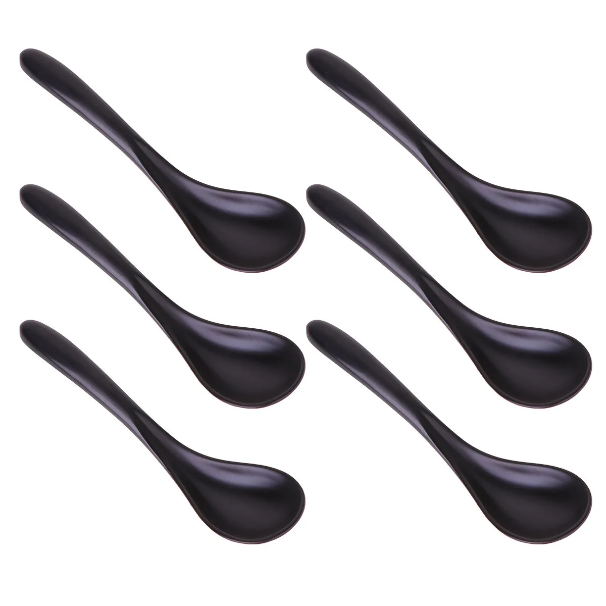 

6pcs Black Soup Spoon Melamine Non-Toxic Eco-Friendly For Restaurant Home Use Flatware Tableware Serving Utensil