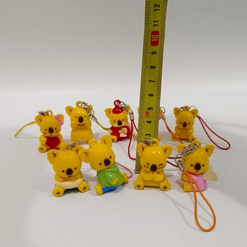 노란색 아기 곰 코알라 곰 애니메이션 솔리드 PVC 그림 Kawaii 귀여운 모델 인형 전화 매력 장식 장난감 소장품 아이를위한 선물