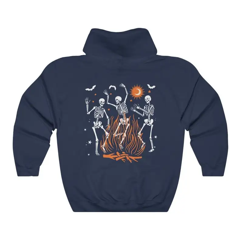 Skeleton Warm Hoodie Halloween Dancing Skeleton Sweatshirt Mall Goth Gothic Occult Horror Y2k Egirl Unisex Pullover Streetwear
