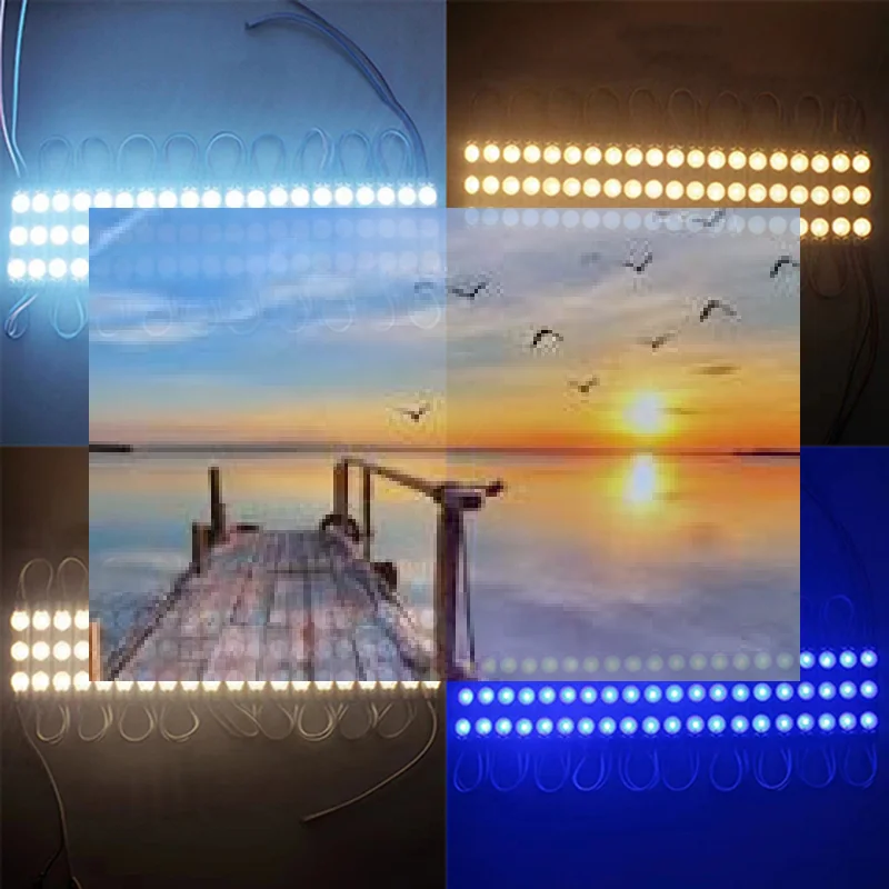 

。 Новый комплект из 20 светодиодных модулей SN DC12V SMD 3 LED, водонепроницаемые IP67, декоративные, 2835, жесткие ленточные светильники (белый, красный, зеленый, синий)