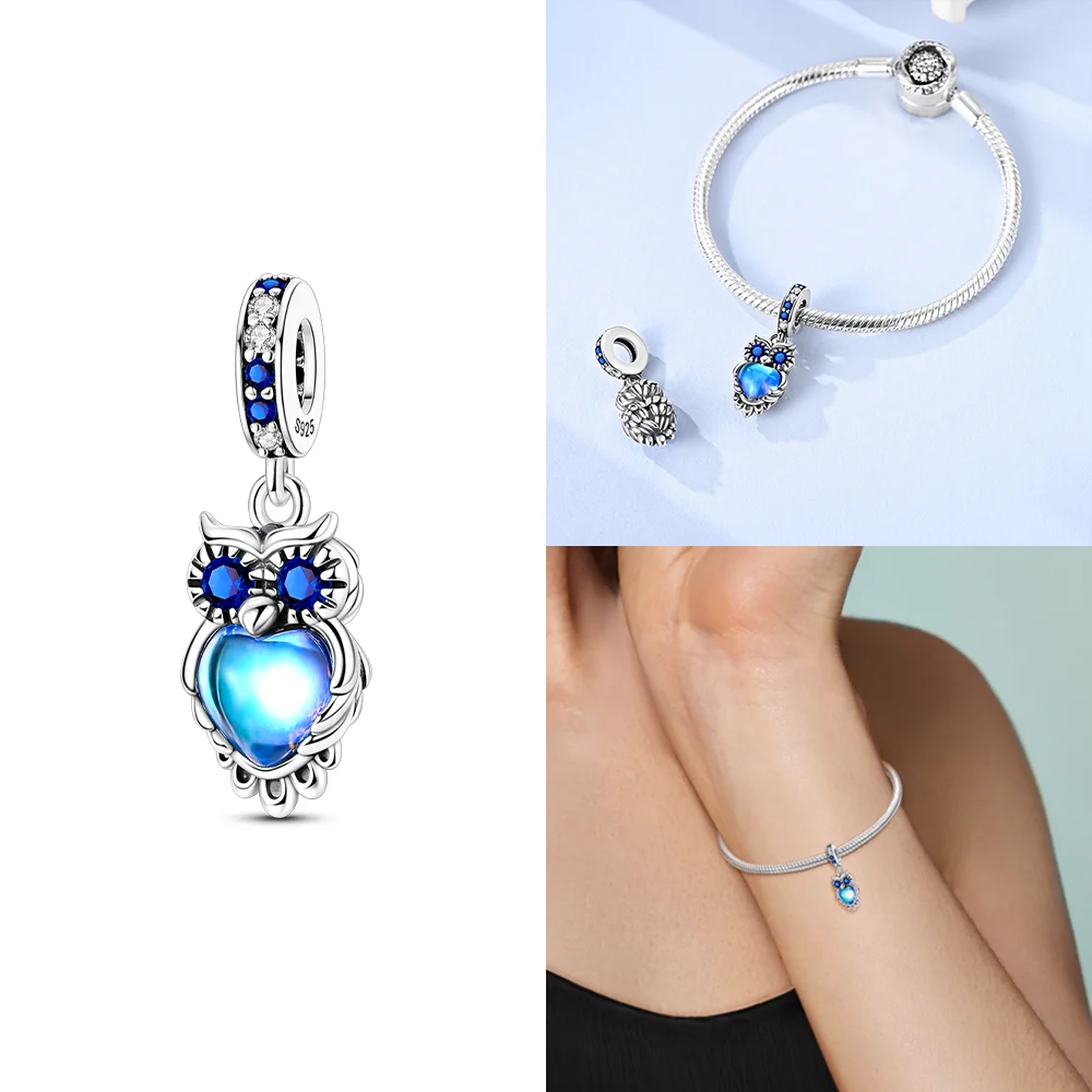 Compass Bear Owl Dress Camera Original Charms Silver Plated Beads Fit Bracelets Bag Keychain Charms DIY Women Gift Accessory view 4