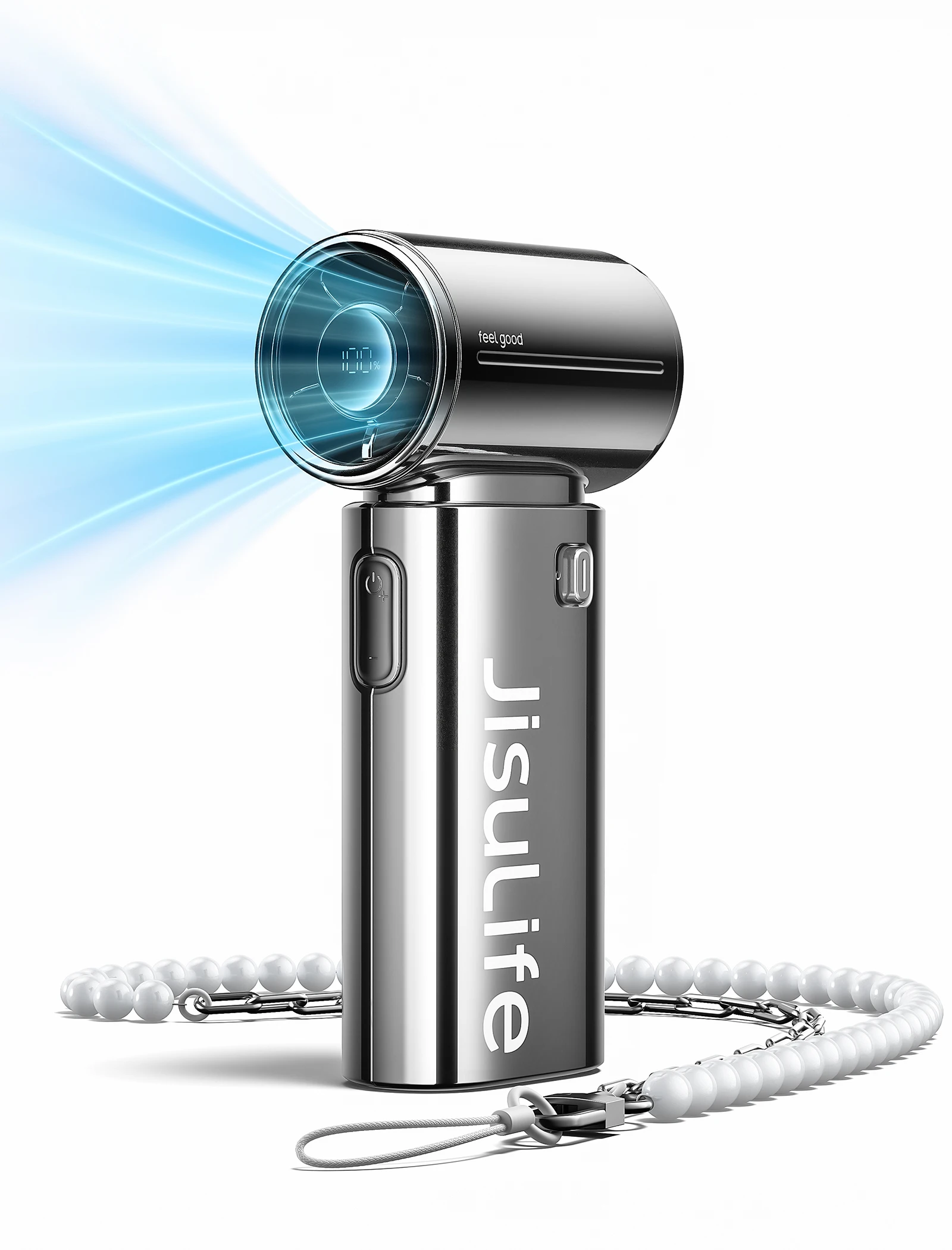 JISULIFE Portable Handheld Turbo Fan Life9 Electroplate Plus Fashionable 5000mAh High-performance Strong Wind Fashion Mini Fan
