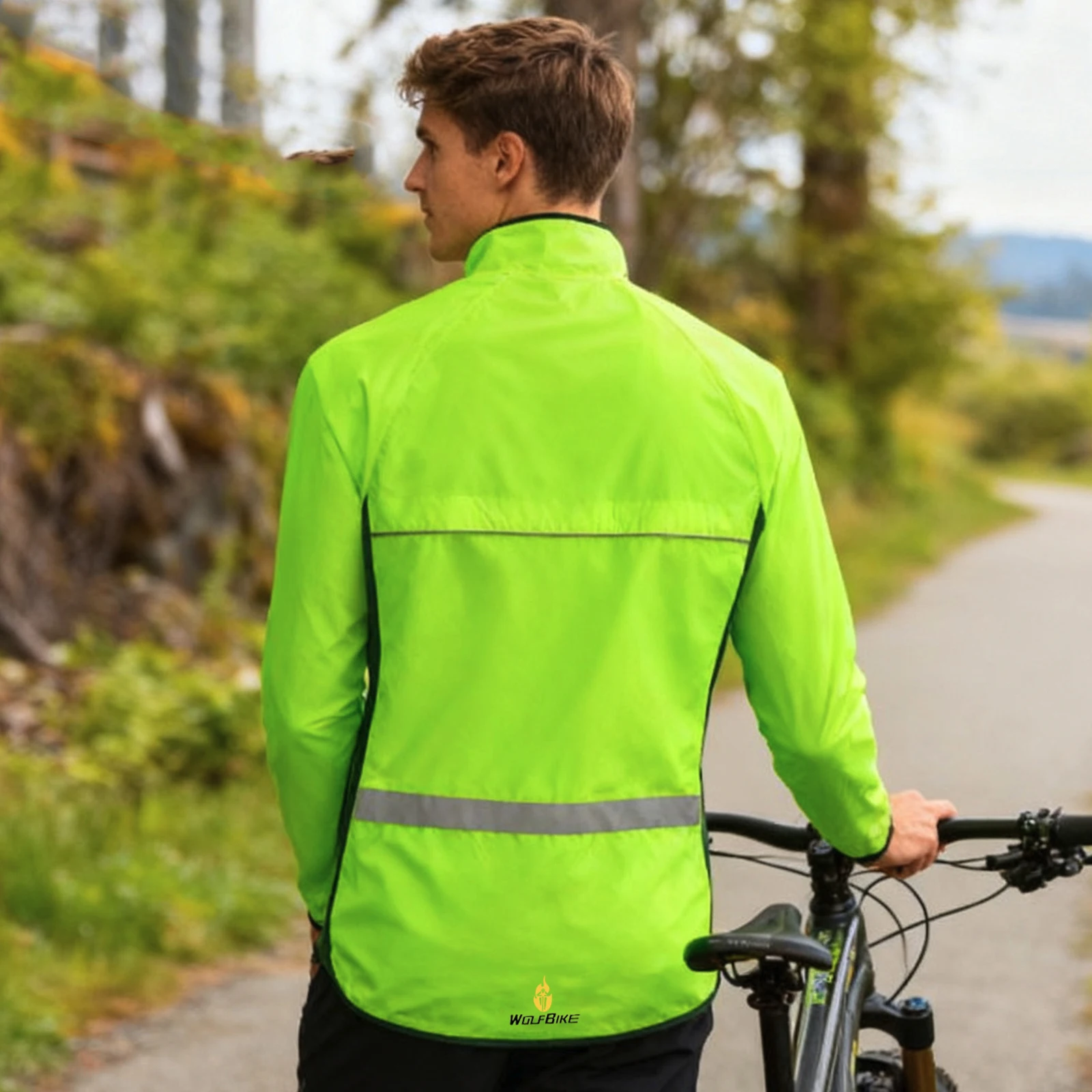 WOSAWE Men Windproof Waterproof Reflective Cycling Jacket MTB Bicycle Long Sleeve Windbreaker Sleeveless Vest Bike Coat Jersey - Image 3