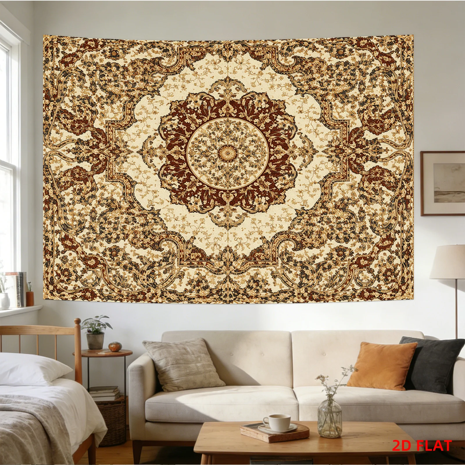 Luxurious Baroque Damask Tapestry Wall Hanging Polyester Decoration for Living Room Bedroom Ornate Floral Damask Ethnic Style Ho