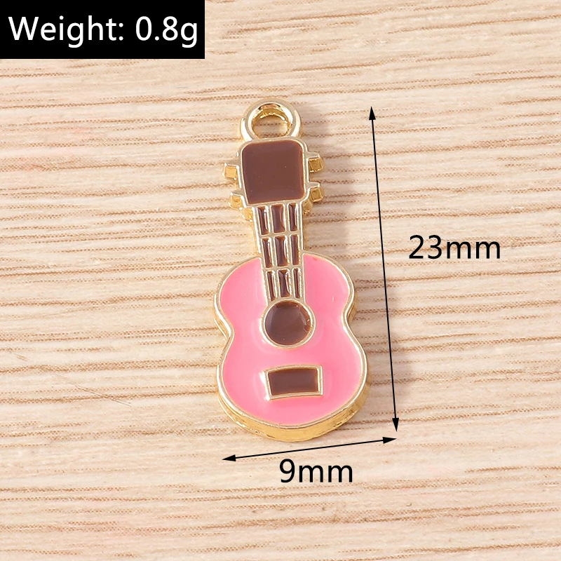 10 Stück niedliche, gemischte Emaille-Musikbuchstaben-Gitarren-Anhänger für die Schmuckherstellung, Halsketten, Ohrringe, Armbänder, DIY-Bastelzubehör – Detail 9