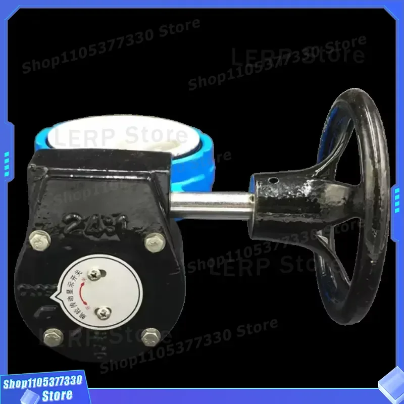 Stainless Steel Butterfly Valve with Pneumatic Connector and Turbine Gear Actuator Switch Handle for Industrial Pipeline