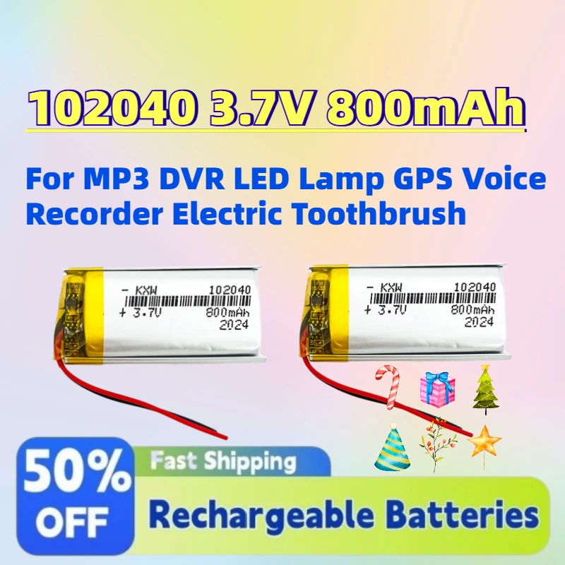 

Fast Shipping 102040 3.7V 800mAh Li-Polymer Battery Rechargeable for MP3 DVR LED Lamp GPS Voice Recorder Electric Toothbrush