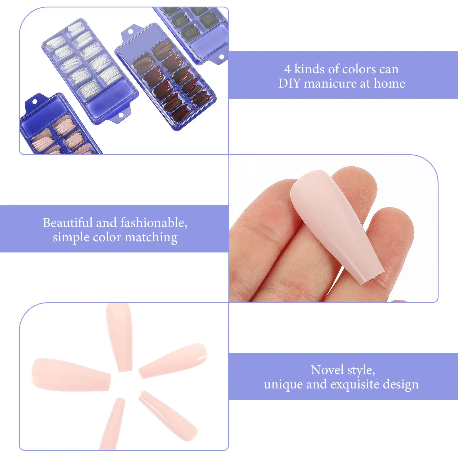 

400 шт., накладные ногти с полным покрытием, длинные накладные ногти для профессионального личного использования, ногти для свадебной вечеринки, модные искусственные ногти