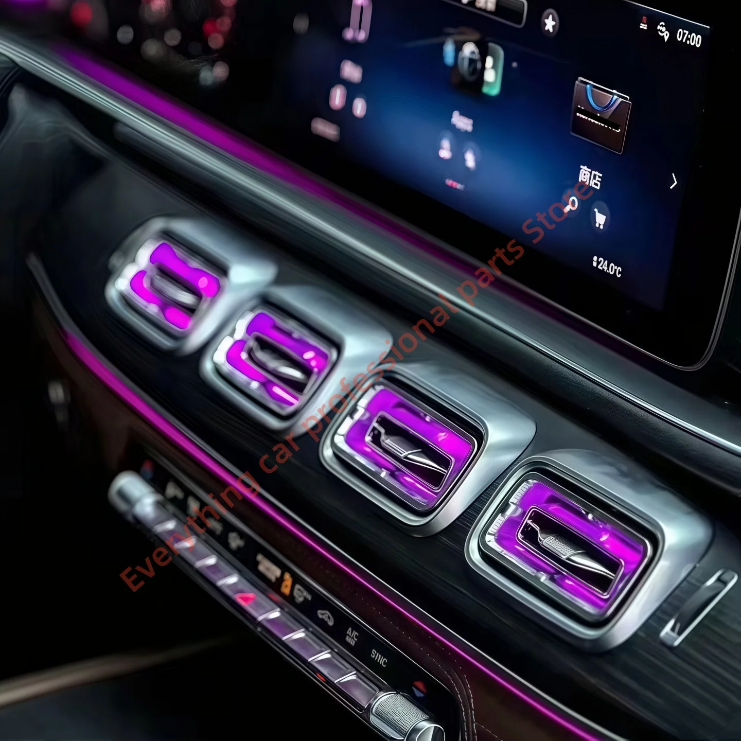 Car LED Vents for Mercedes-Benz GLE W167 GLS X167, 64-color ambient light, Instrument panel Atmosphere modification