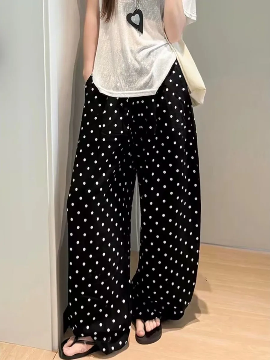 Authentic Polka Dot Versatile Pants Lazy Stroll Pants 2026 Lazy Style Pear Shape Thankful Pants Casual Acetate Fiber Ladies P...