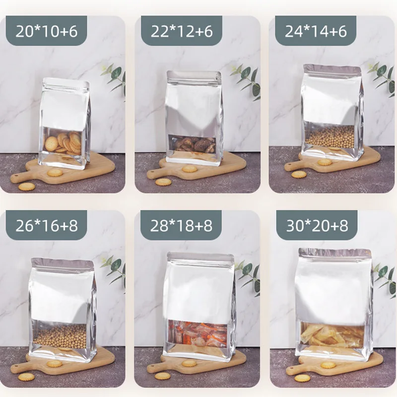 500Pcs/Lot Food Packaging Ziplock Bags Aluminum Foil Stand Up Sealed For Candy Tea Nuts Beans Storage Reusable Zip Lock Pouch