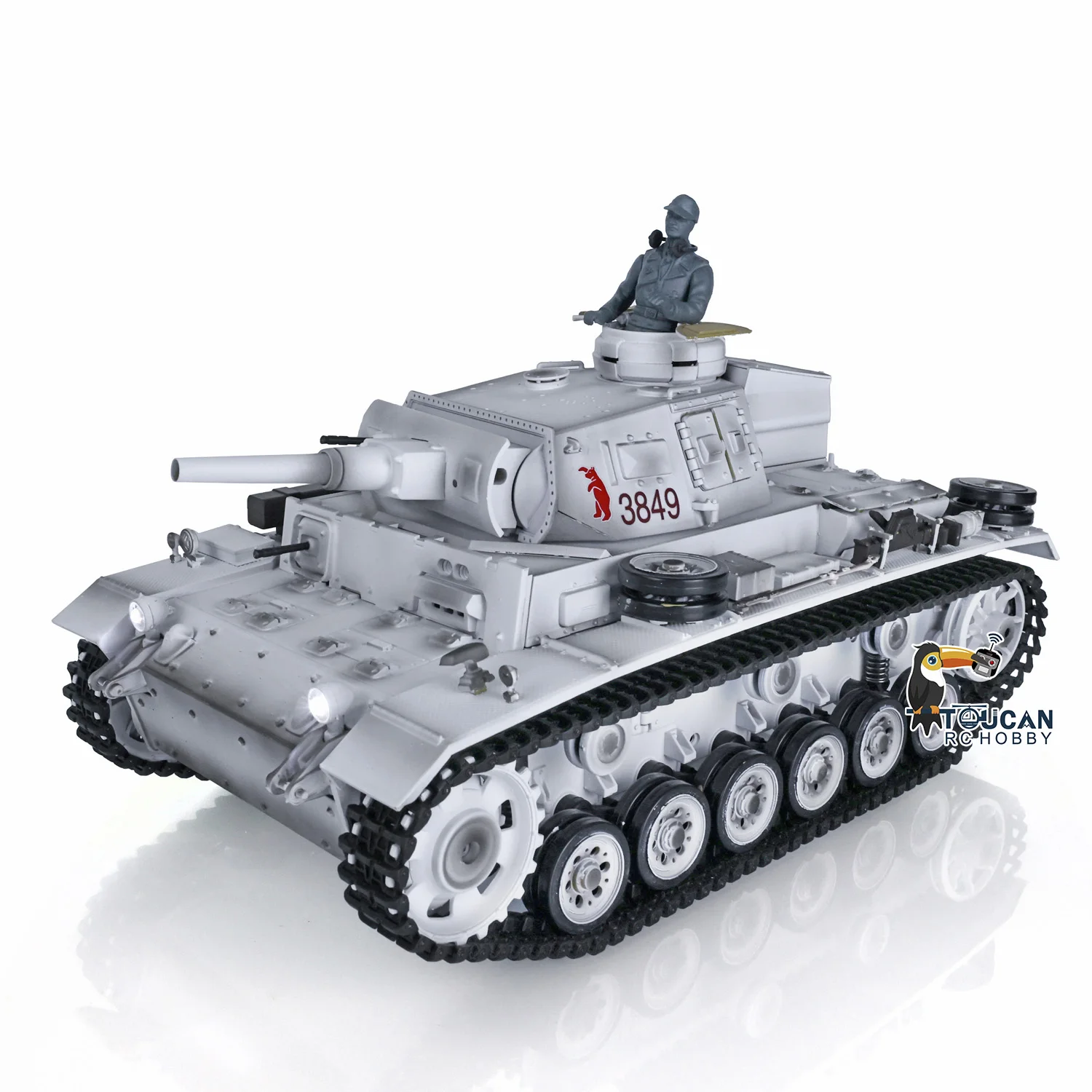 

Henglong RC Tank 1/16 Snow 7.0 Customized Panzer III H 3849 Metal Wheels 360° Turret Rotation Remote Control Tank RC Model