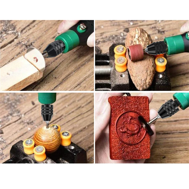 0.3-6.5/8.0 6.35mm Hex Drill Chuck Keyless Screwdriver Impact Driver Adaptor Electric Micro Motor Clamp Chuck Fixture Hex Shank