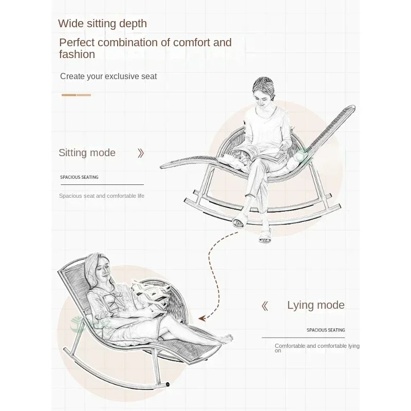 

Cloud Rocking Chair Outdoor LoungeBalcony Rattan Recliner Outdoor Recliner Waterproof And Sun Protection Home Laz