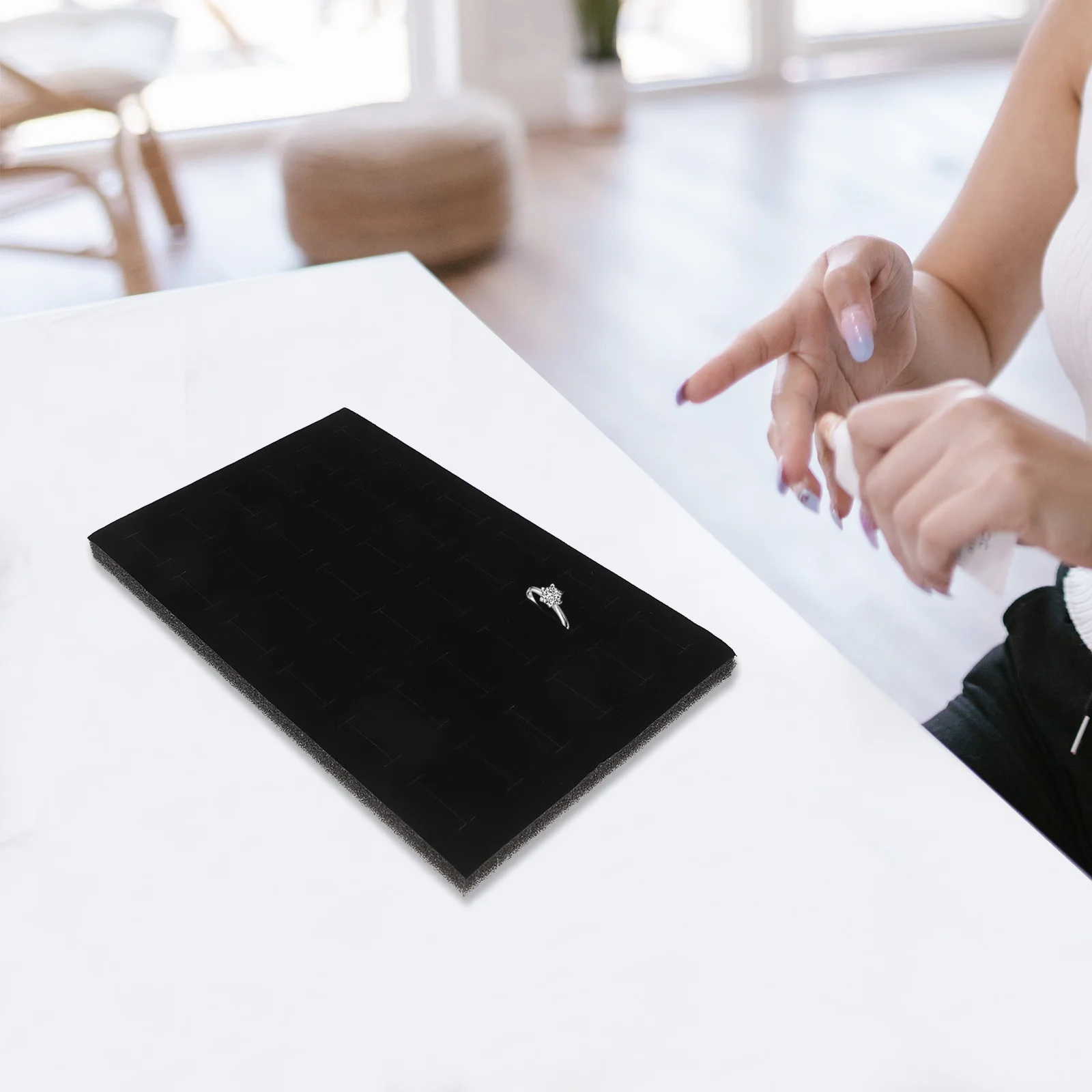 5 Pcs Ring Earrings Jewelry Storage Tray Stackable Display ganizer Box Holder Sponge Pad Insert Mat nament Container Bin