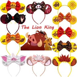 The Lion King Ears Headbands For Women Disney Mufasa Simba Hairbands Girl Pumbaa HAKUNA MATATA Sequins Bow Hair Accessories Kids