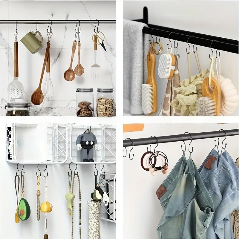 Black Double Ear Shower Curtain Rings 45 pcs, Smooth Sliding, Easy to Install, for Bathroom Shower Rods